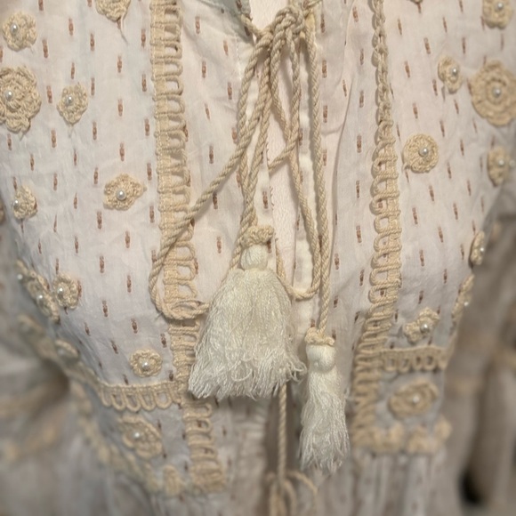 Anthropologie x Barok Paris Beige Cardigan With Ties and Flowers NWT Medium - Picture 8 of 9